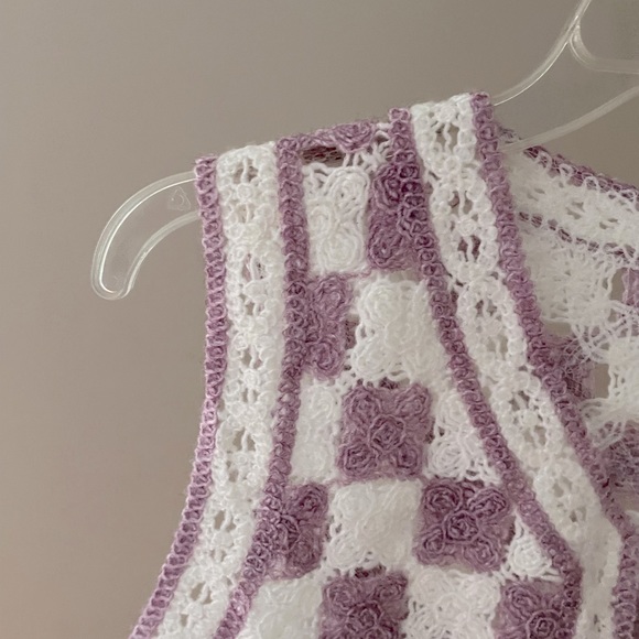 NWOT Nasty Gal Crochet Sweater Vest, Purple Grid Pattern, Size Large - Picture 4 of 4